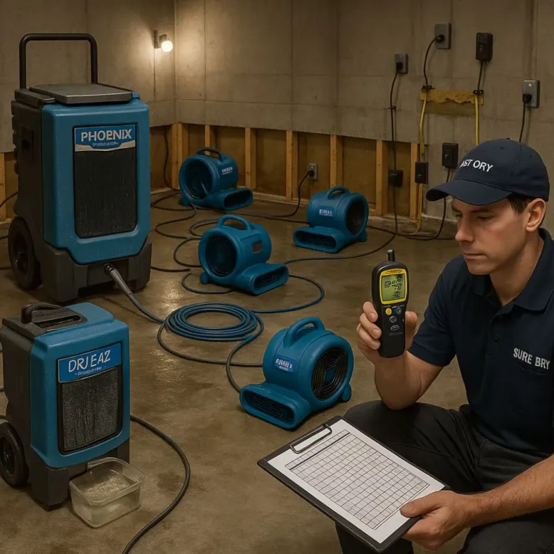Structural Drying and Dehumidification process in Nixon, TX
